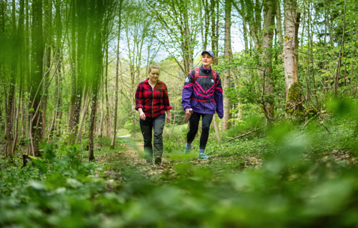 to venner der går i en skov